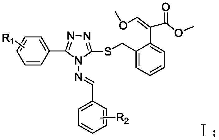 Methoxy acrylate compound containing 1, 2, 4-triazole Schiff base and preparation method and application thereof