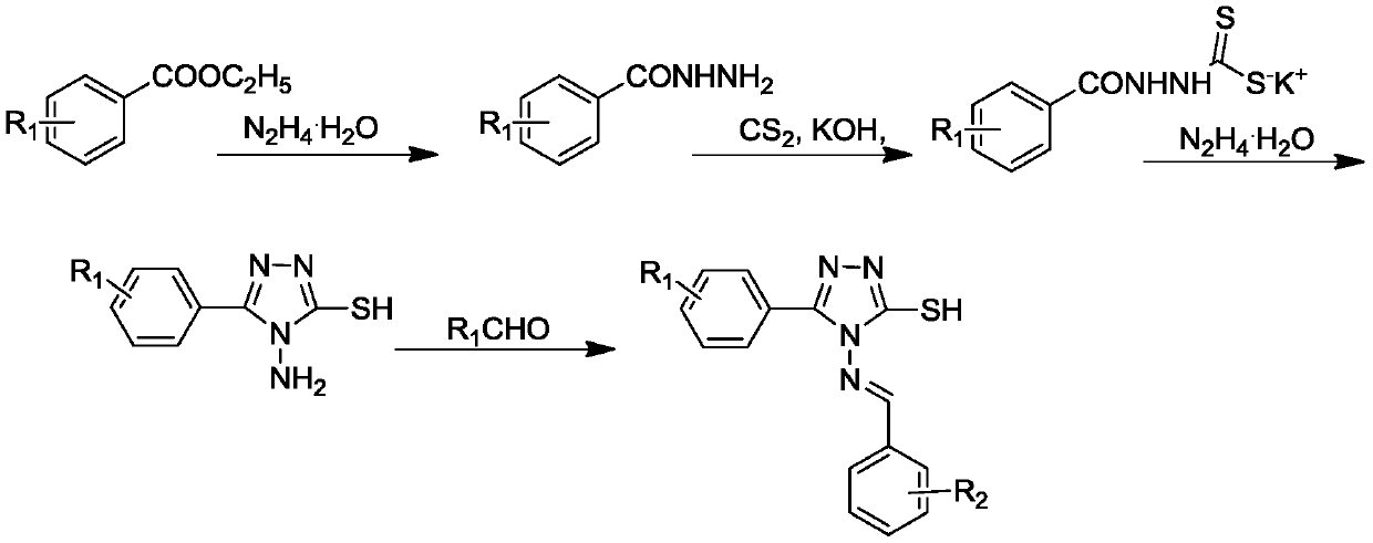 Methoxy acrylate compound containing 1, 2, 4-triazole Schiff base and preparation method and application thereof