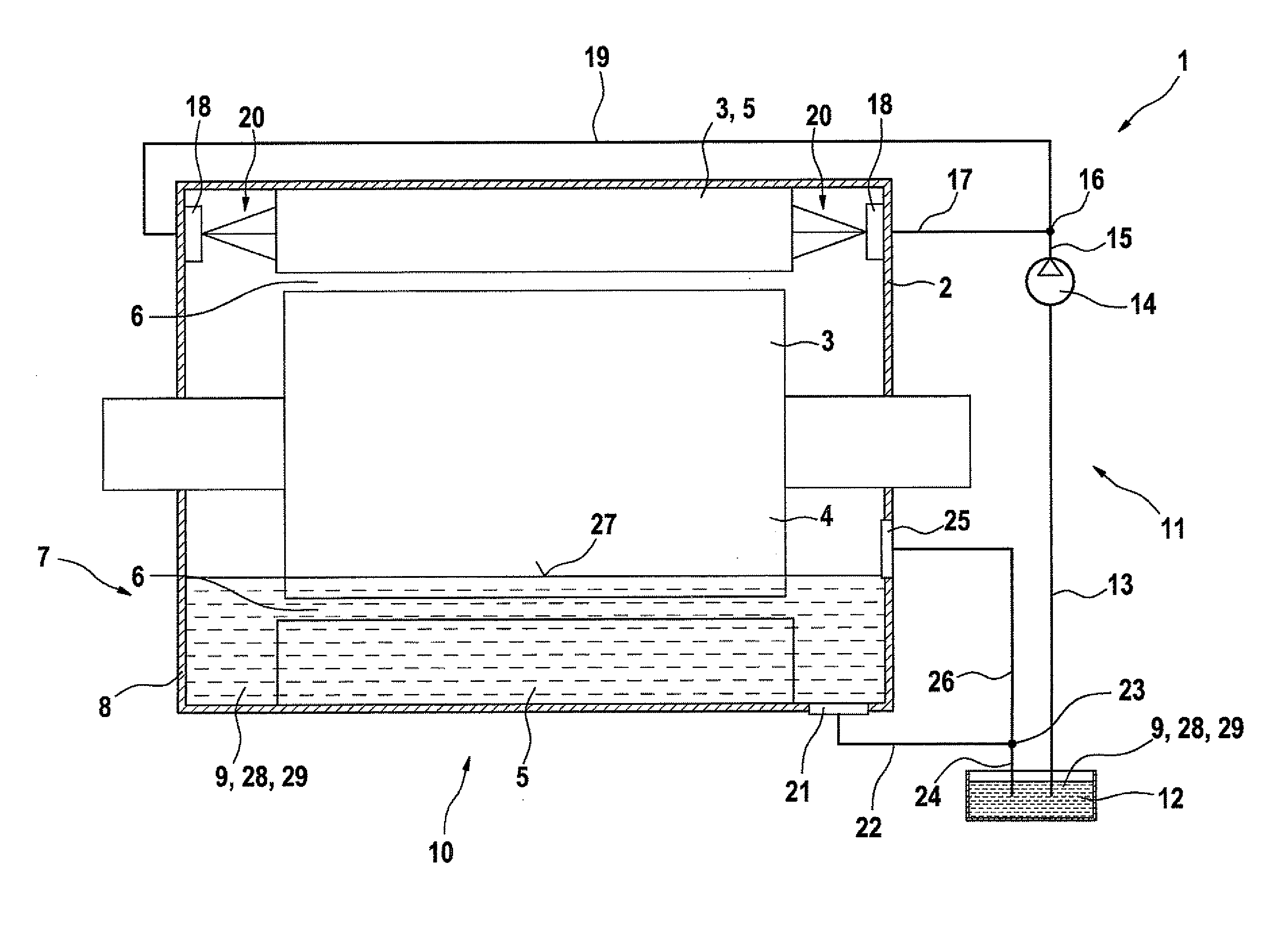 Electric machine having spray and sump cooling