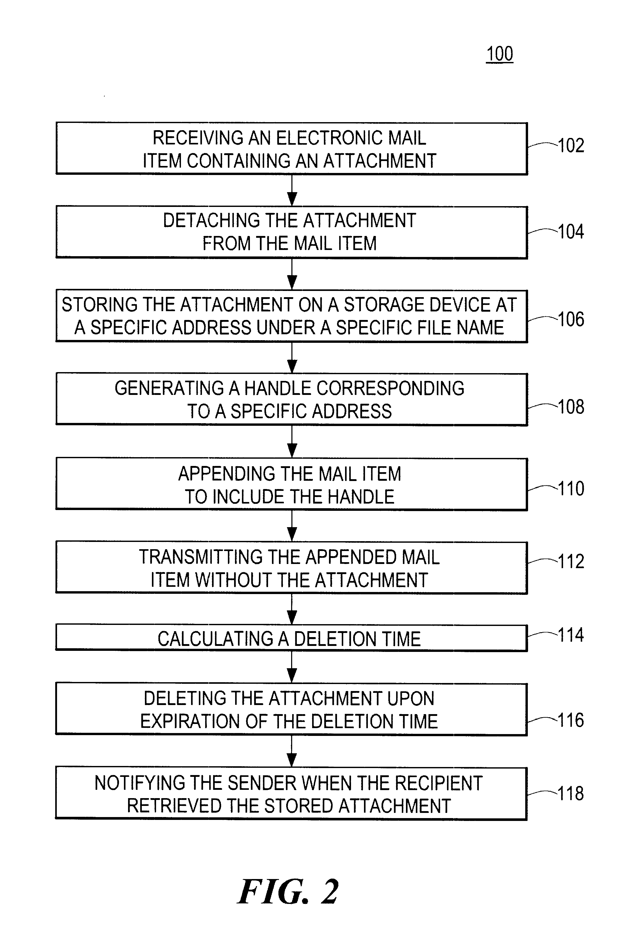 Network-based mail attachment storage system and method