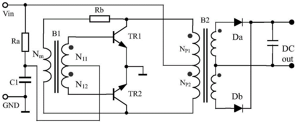 Biasing circuit used of self-excitation push-pull type converter