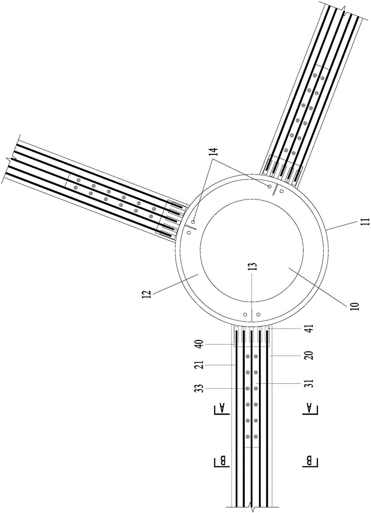 Connecting structure of concrete-filled steel tube column and reinforced concrete beam