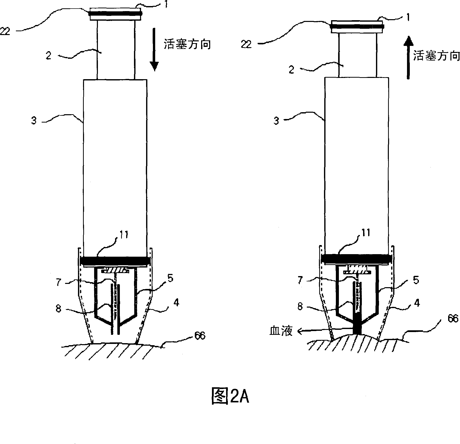 Lancet device and method for sampling and injecting blood using the lancet device