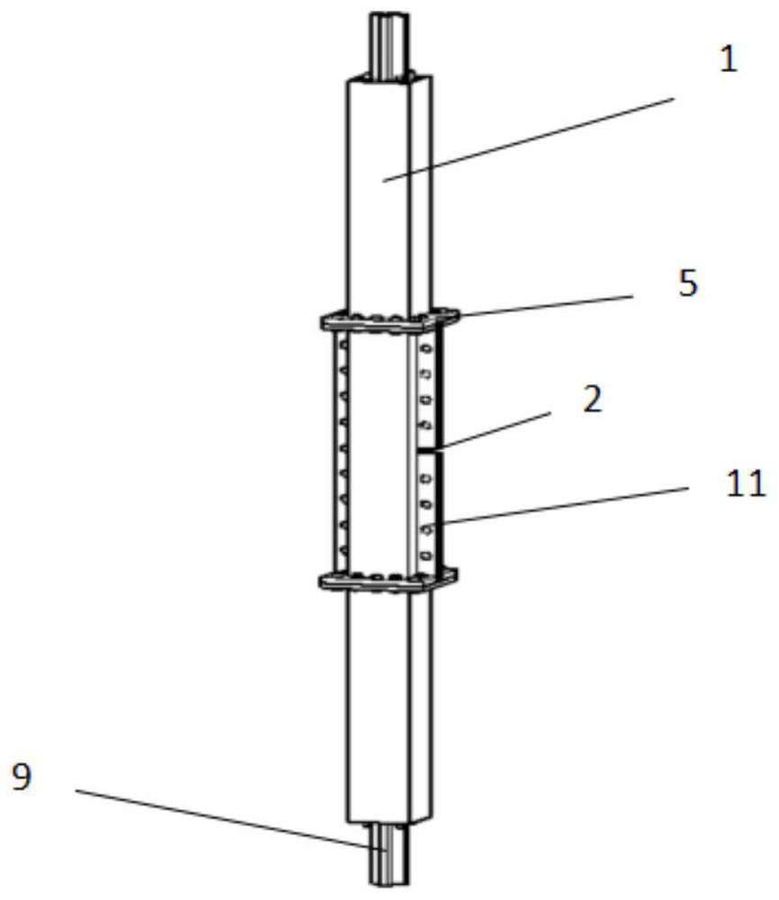 Self-resetting buckling-restrained brace device with replaceable energy consumption section