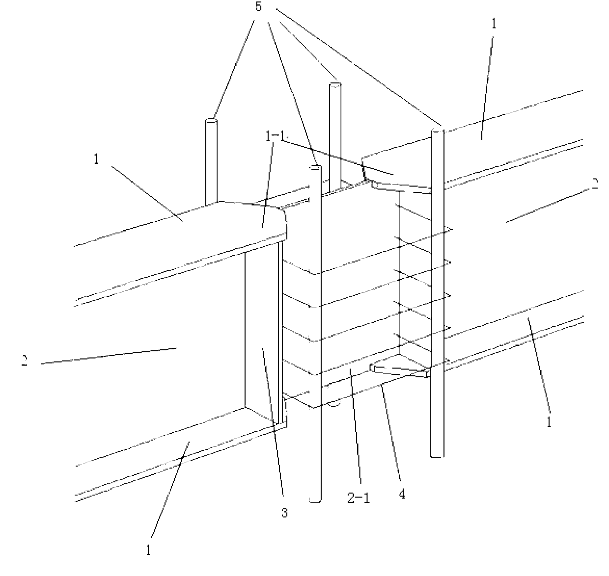 RCS (reinforced concrete structure) combined node with continuous webs and partially-cut flanges