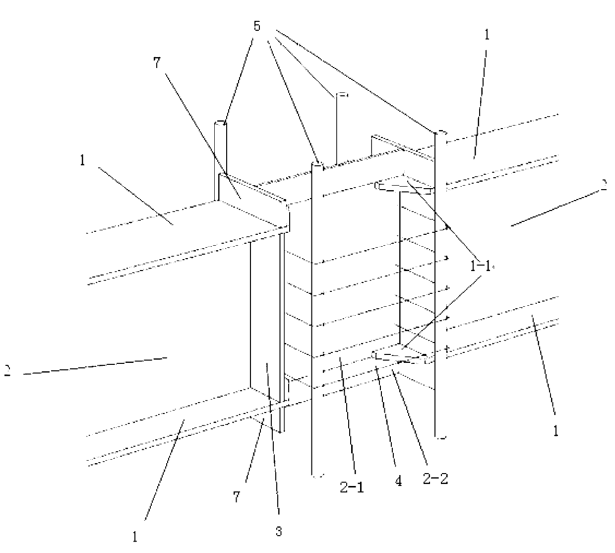 RCS (reinforced concrete structure) combined node with continuous webs and partially-cut flanges