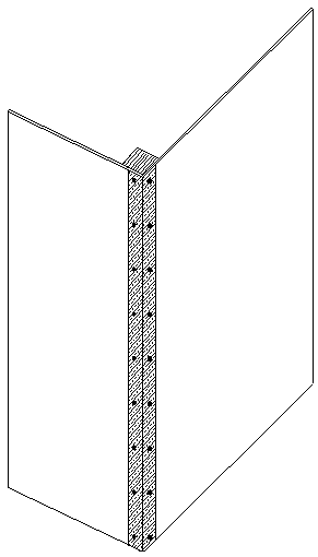 Shear wall internal corner formwork splicing joint edge covering construction method