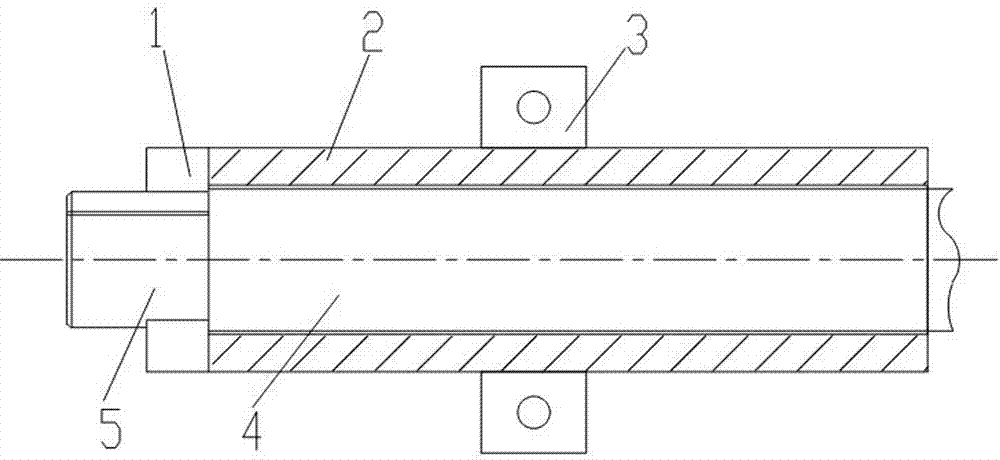 A chamfering jig for a flat block at the end of a shaft