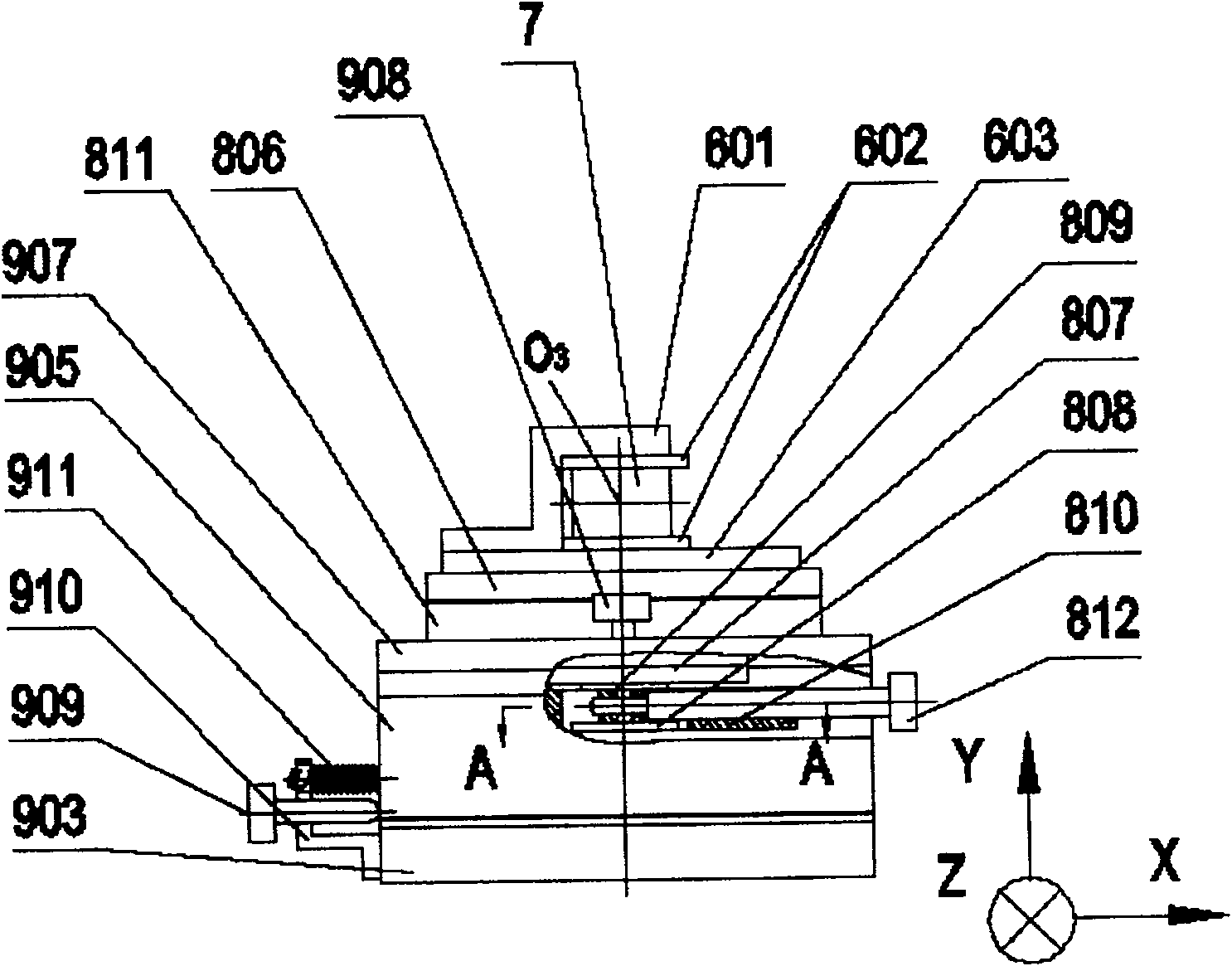 Second harmonic conversion efficiency testing device for centrosymmetry material micro & nano structure device