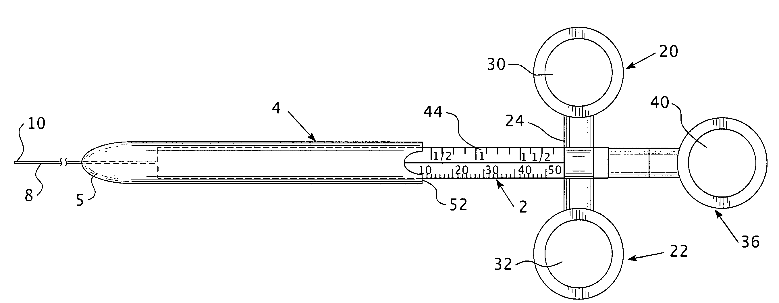 Apparatus for measuring depth of a bone opening and related method