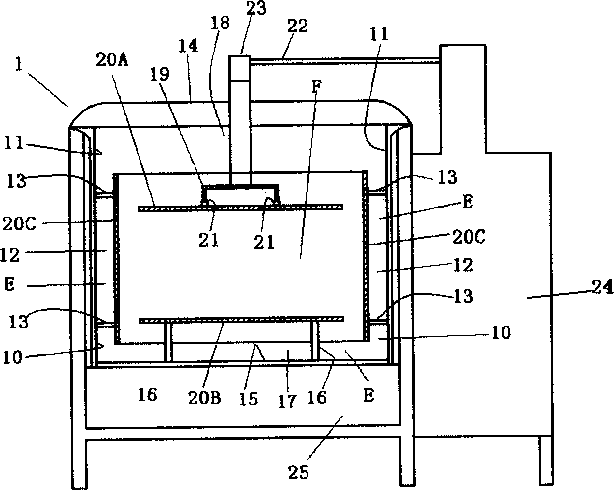 Electric field warming and processing device and method