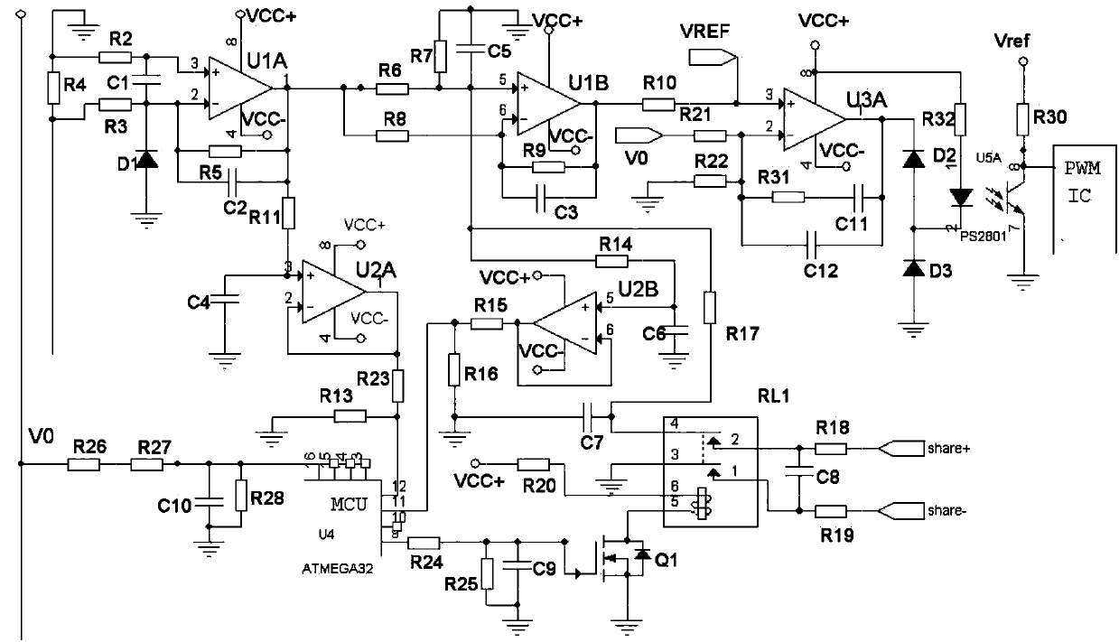 Automatic current-sharing circuit of average current of switching power supply