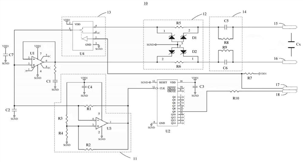 Capacitance signal detection circuit with the function of shielding interference