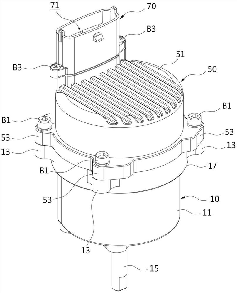 Electronic control module integrated motor assembly