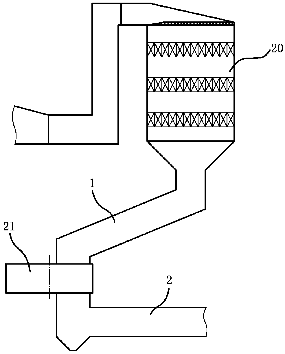 Mounting structure of grid-method mixed sampling device for outlet flue gas of denitrification device