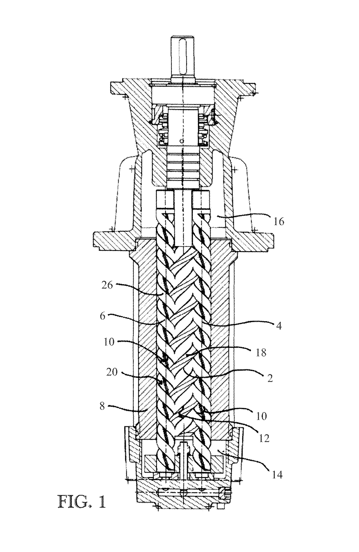 Method of manufacturing a screw pump without undercut and/or screw pump which can have lubrication channels on at least one of the drive screw and running screws