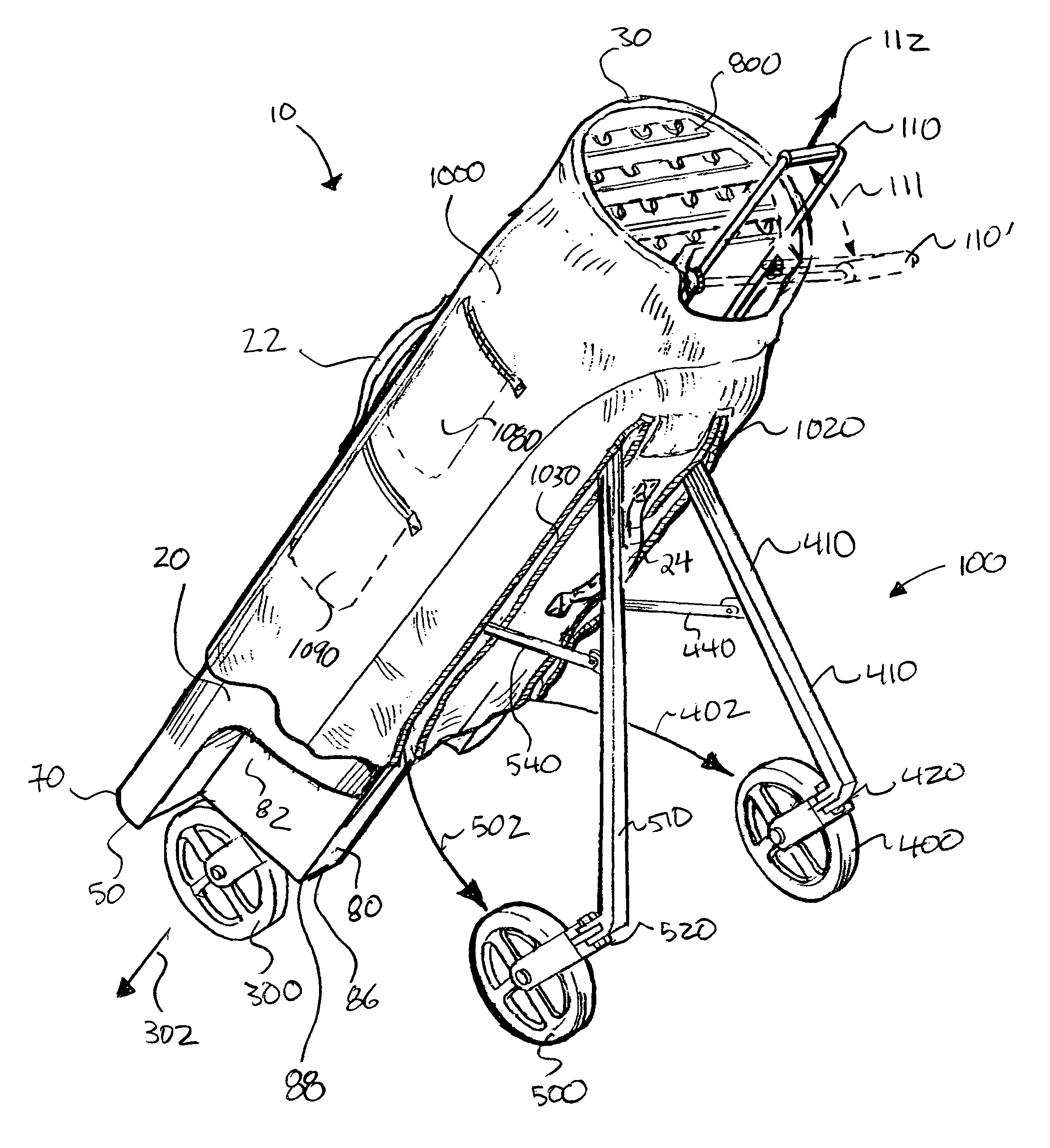 Sports bag with integral transportation system