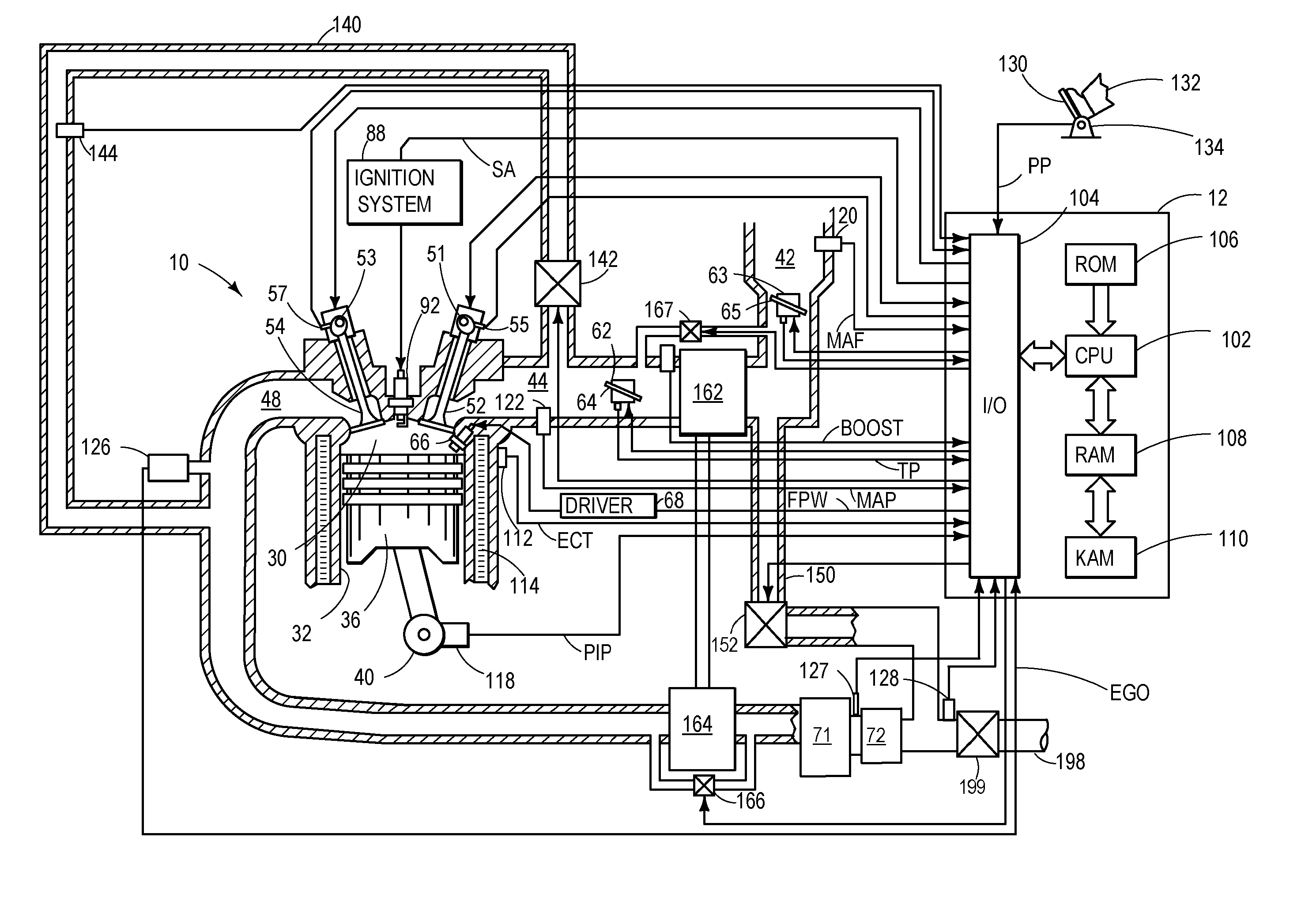 Control of exhaust flow in an engine including a particulate filter