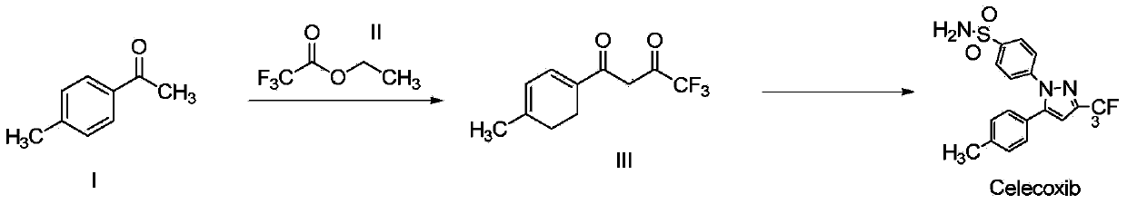 Synthetic method of COX-2 enzyme inhibitor celecoxib intermediate