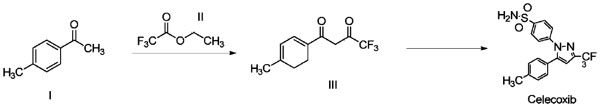 Synthetic method of COX-2 enzyme inhibitor celecoxib intermediate