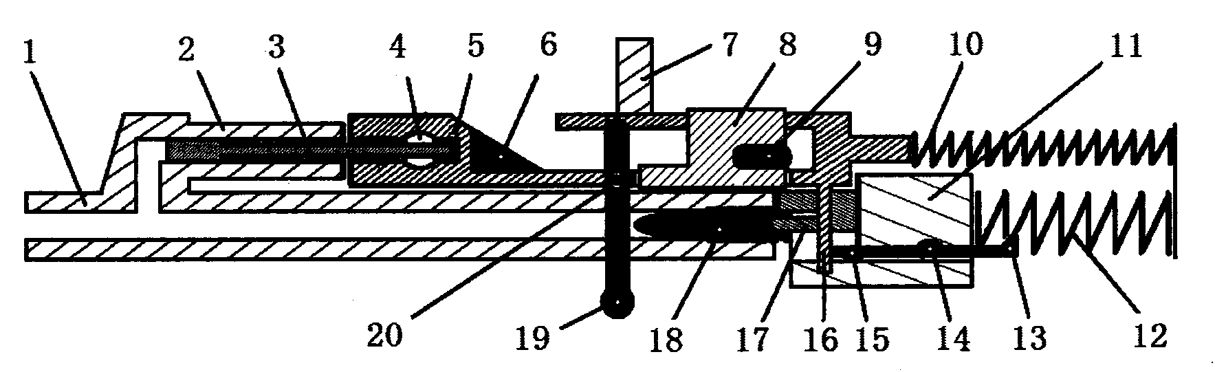 Elastic turning case-ejecting mechanism