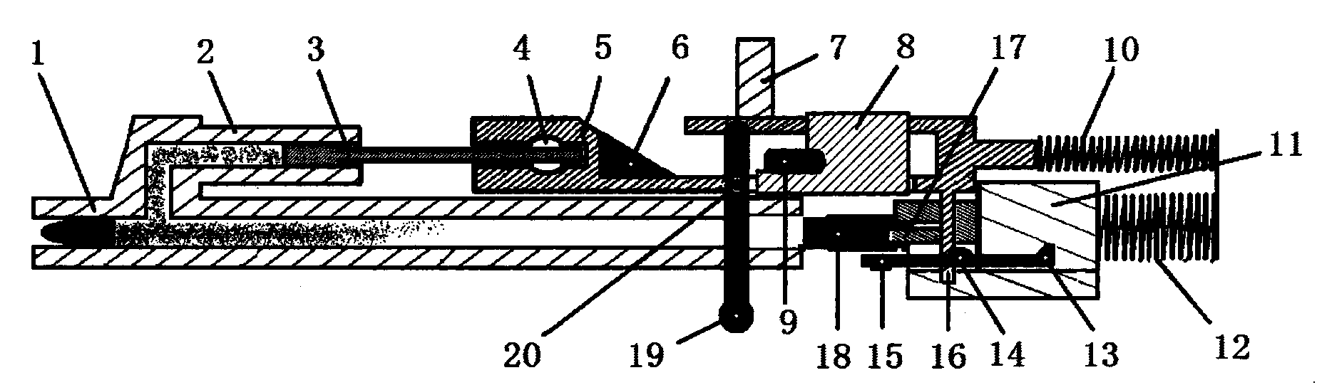 Elastic turning case-ejecting mechanism