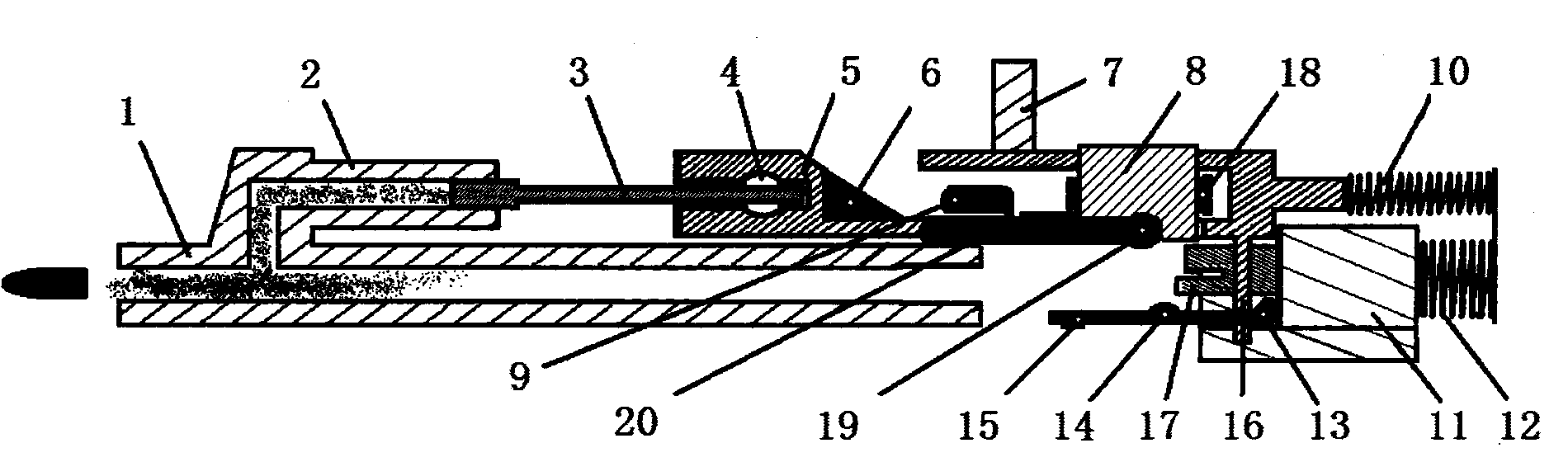 Elastic turning case-ejecting mechanism