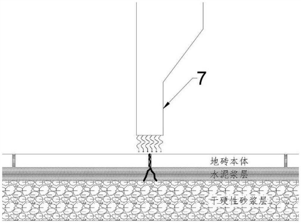 Floor tile dismantling method and device based on microwave cracking set cement technology