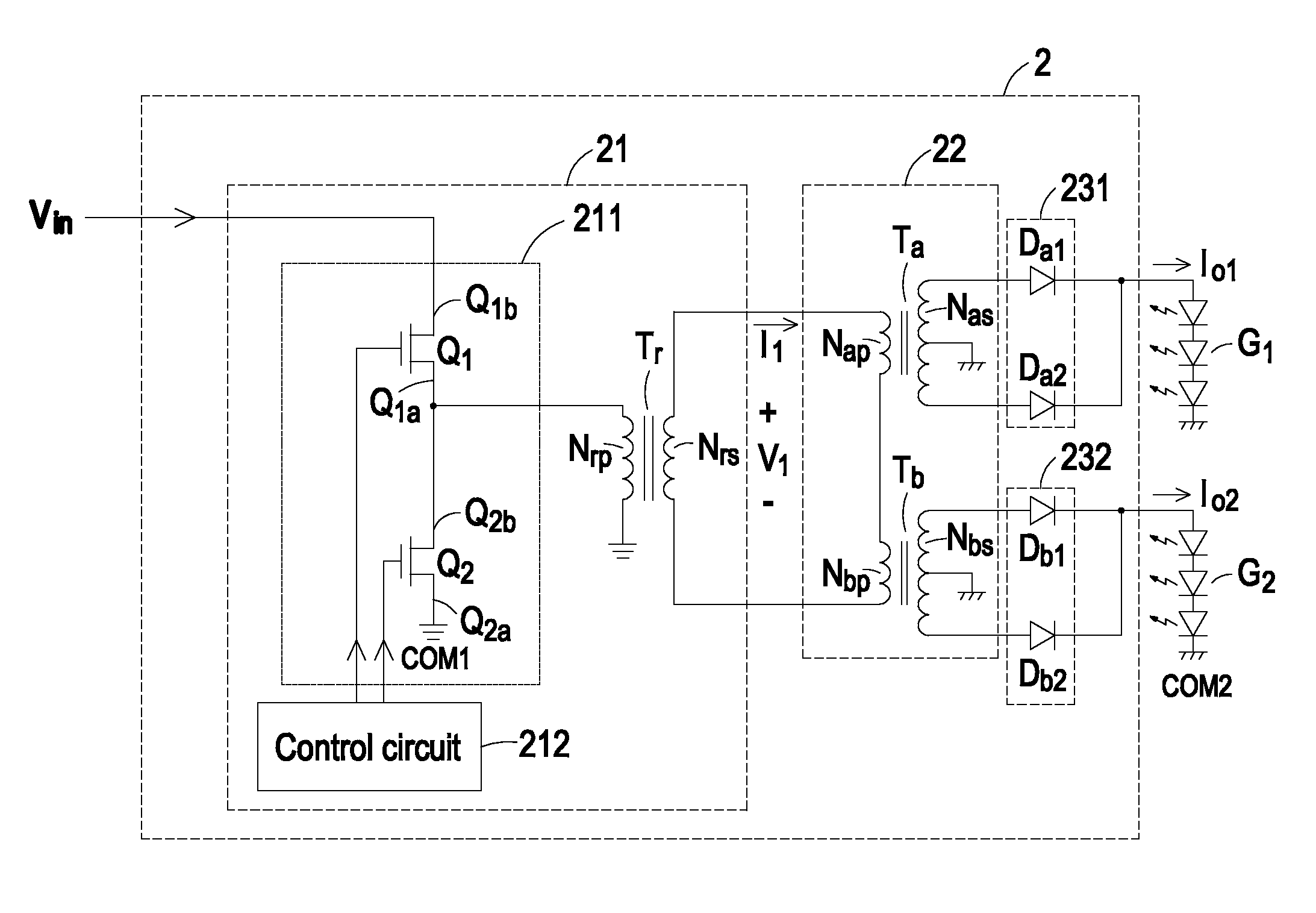 Current-sharing supply circuit for driving multiple sets of DC loads
