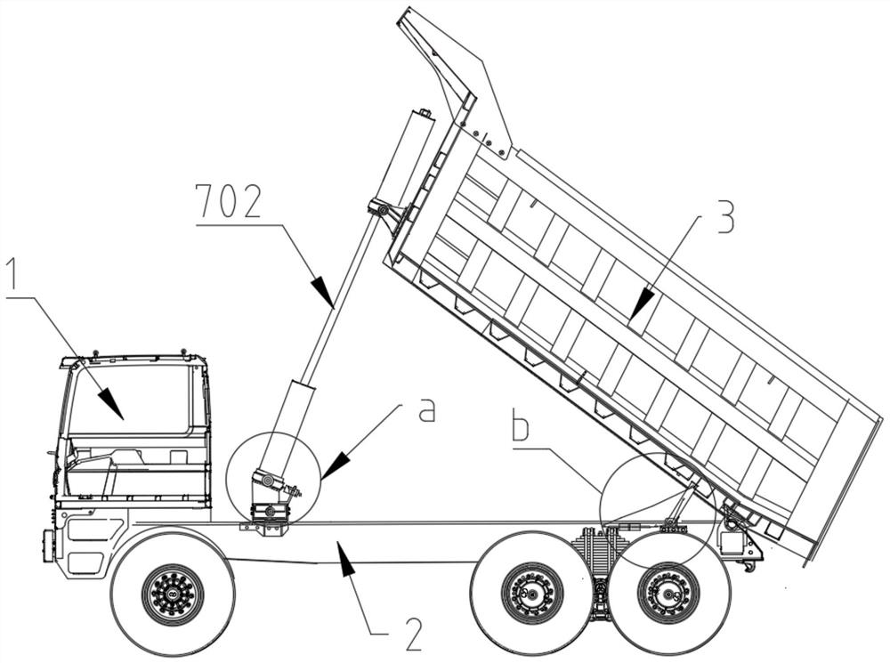 An energy-saving heavy-duty dump truck with lifting protection and its hydraulic control system