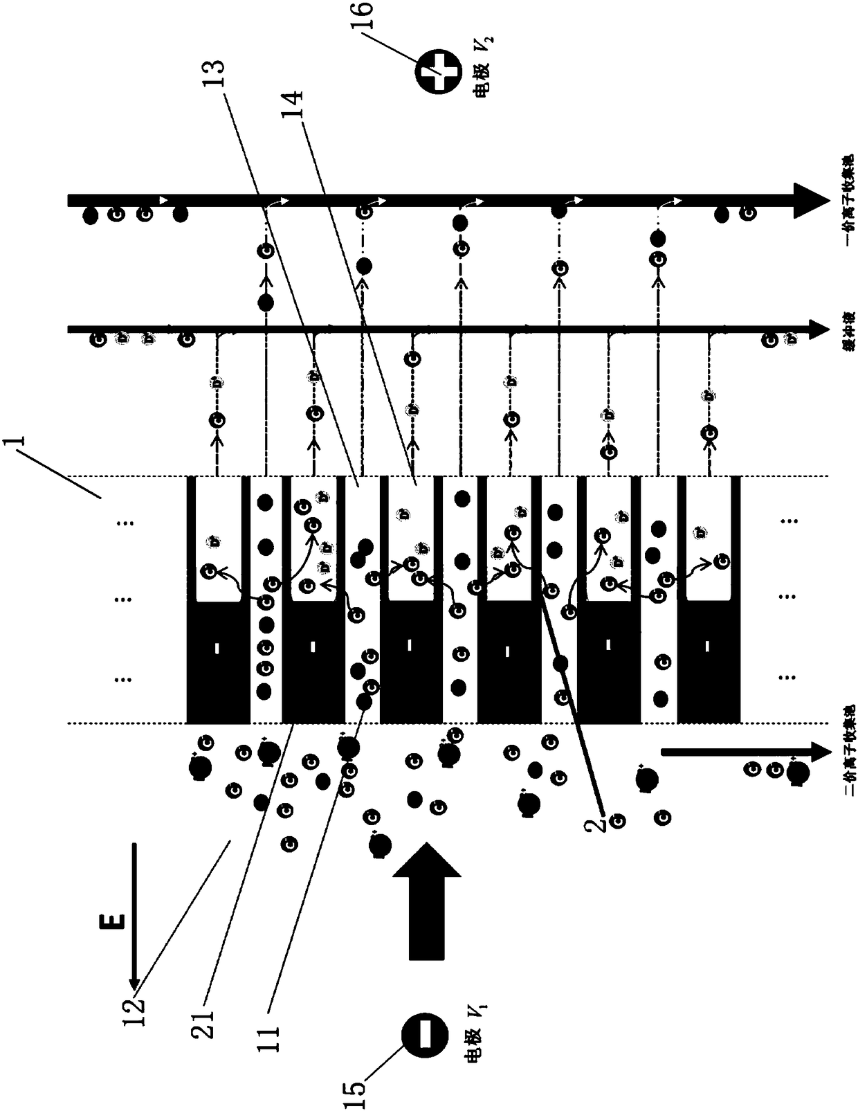 A kind of separation device of magnesium lithium ion and separation method thereof