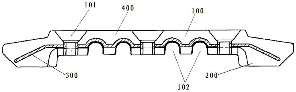 On-line compression molding die and molding process for composite scraper