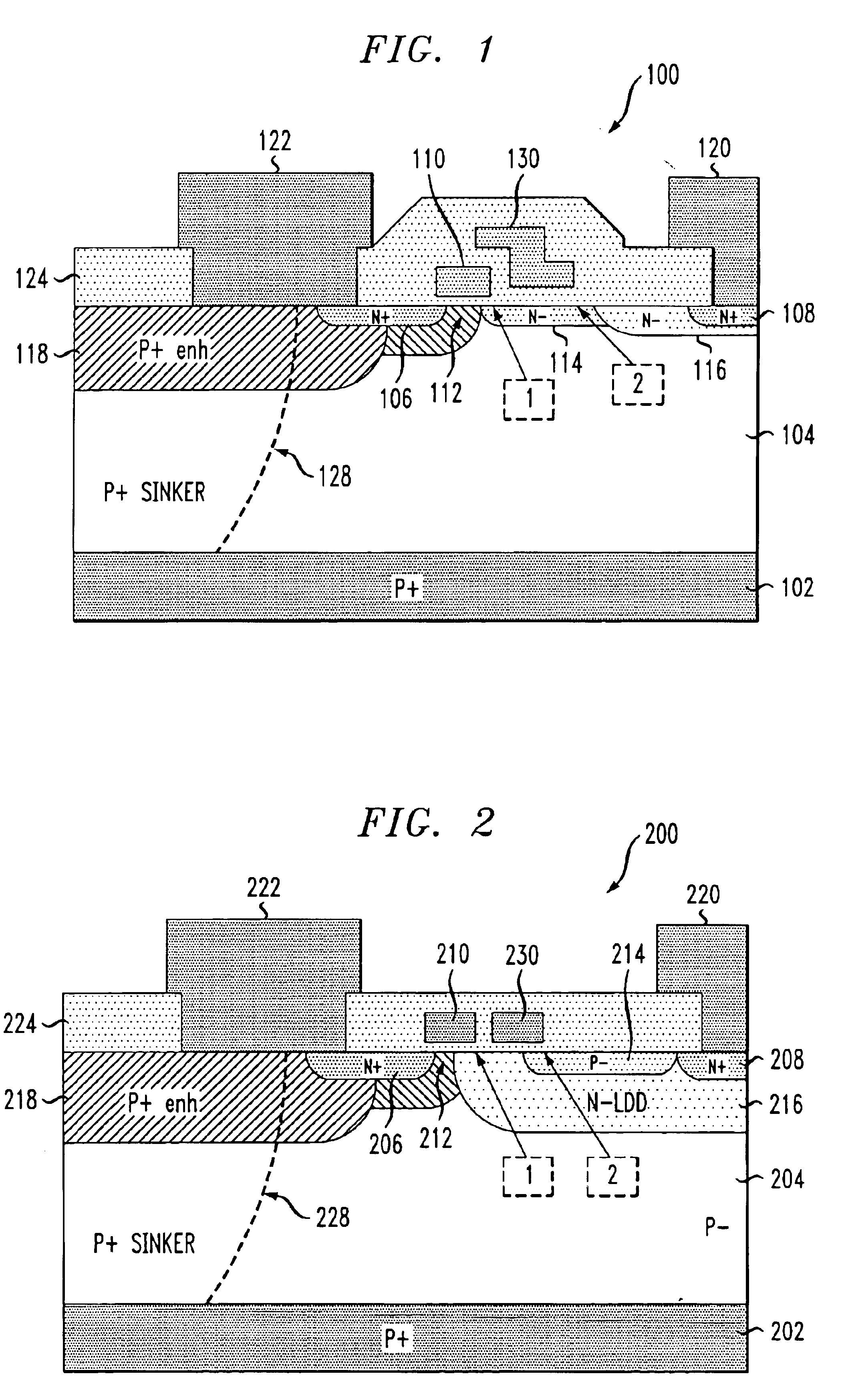 Metal-oxide-semiconductor device including a buried lightly-doped drain region