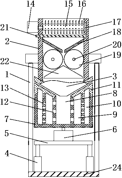 Polymer material smashing and screening device