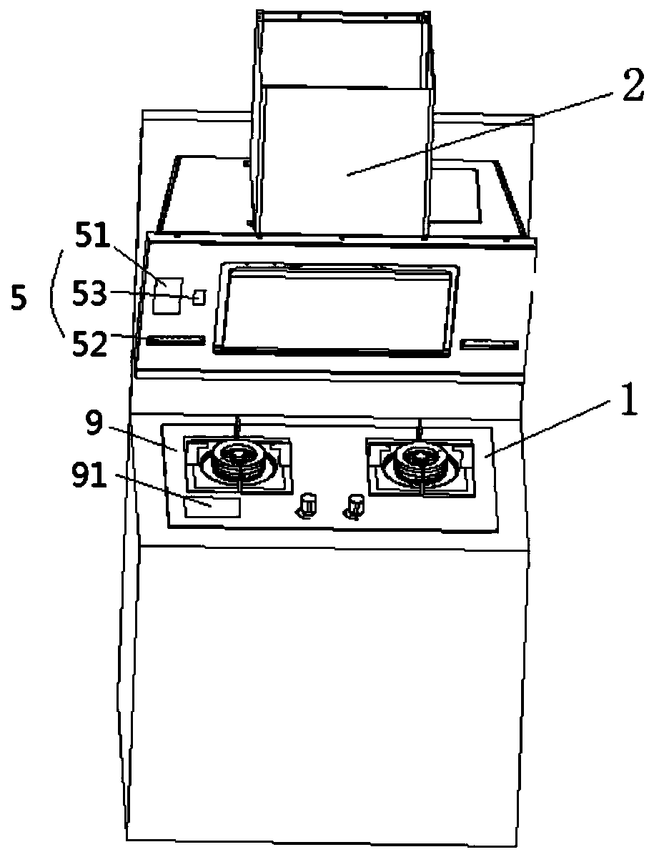 Gas stove charging device, gas stove and extractor hood and gas stove integrated machine