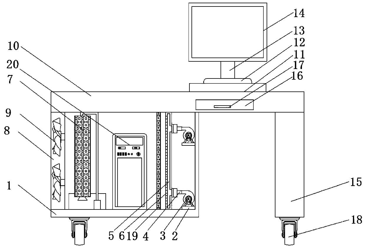 A computer desk body with air purification function