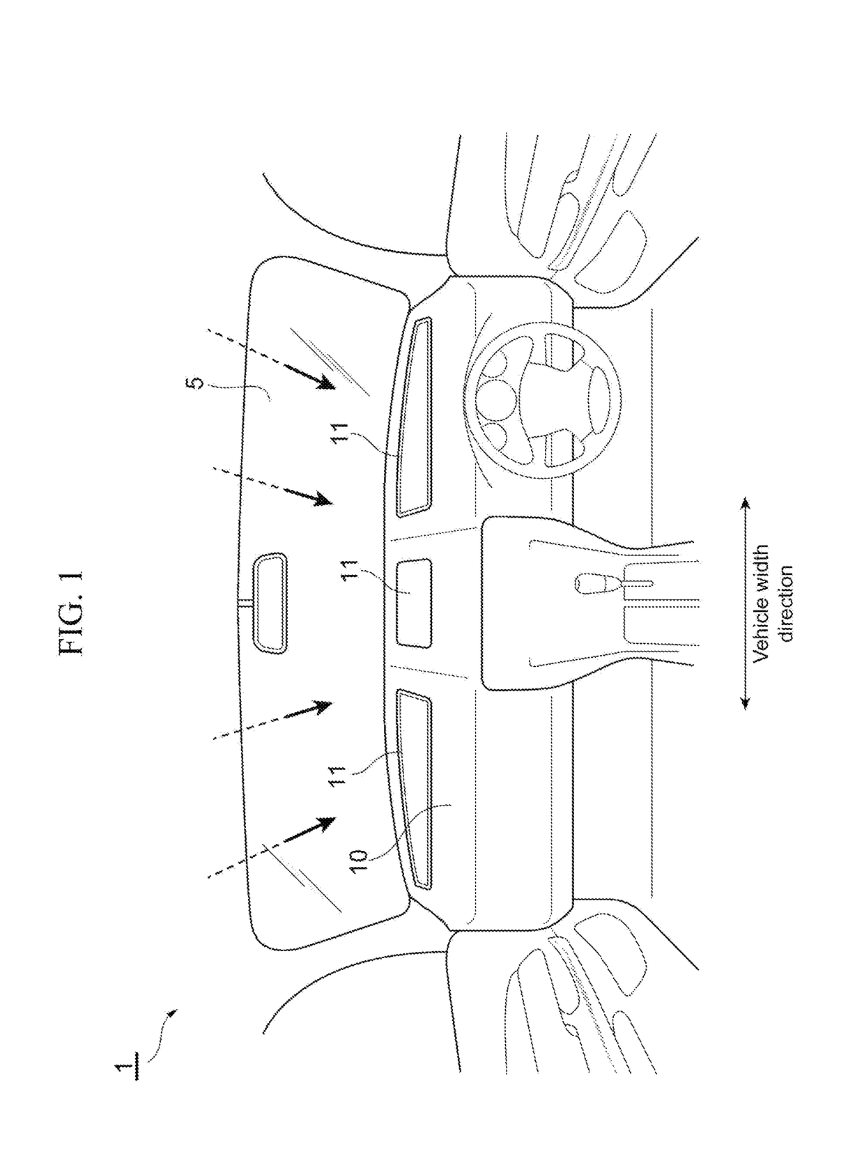 Vehicle interior structure, interior member used therefor, method for producing the same, and method for producing polarizing member