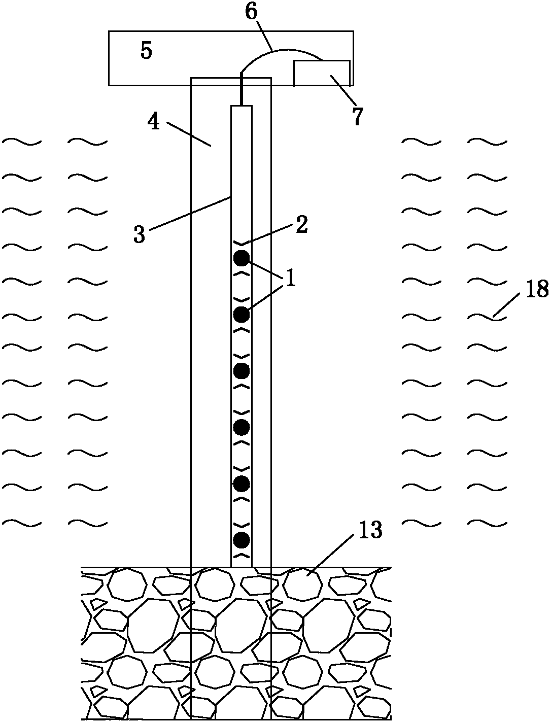 Button pier sour monitoring device based on FBG (fiber Bragg grating) sensors