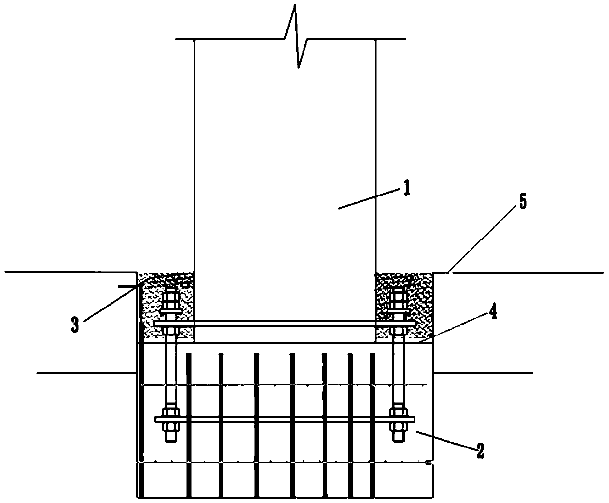 Shock-absorbing rear-anchored type fabricated column-foundation connection device