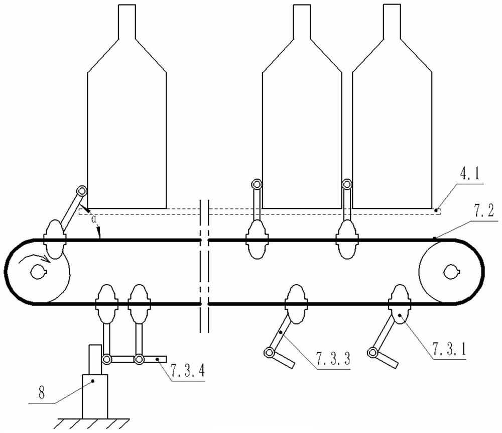 A glass bottle collection device under high-speed conveyance