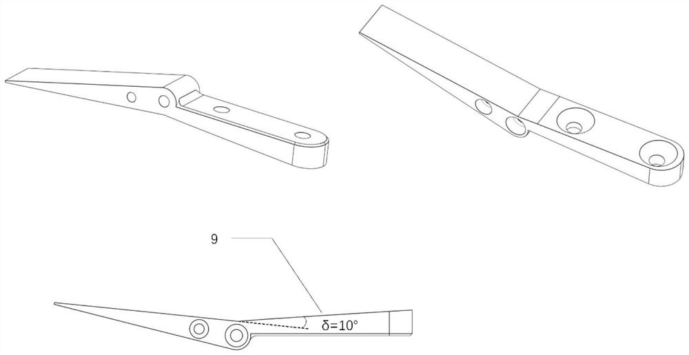 Underwater glider towing test wing rudder angle transformation structure