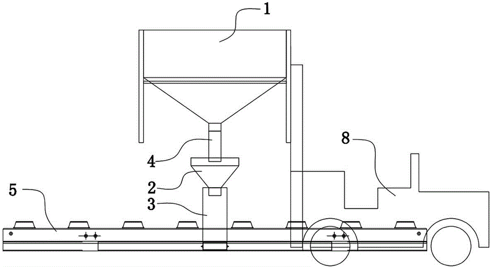 Slab ballastless track self-compacting concrete grouting device and method