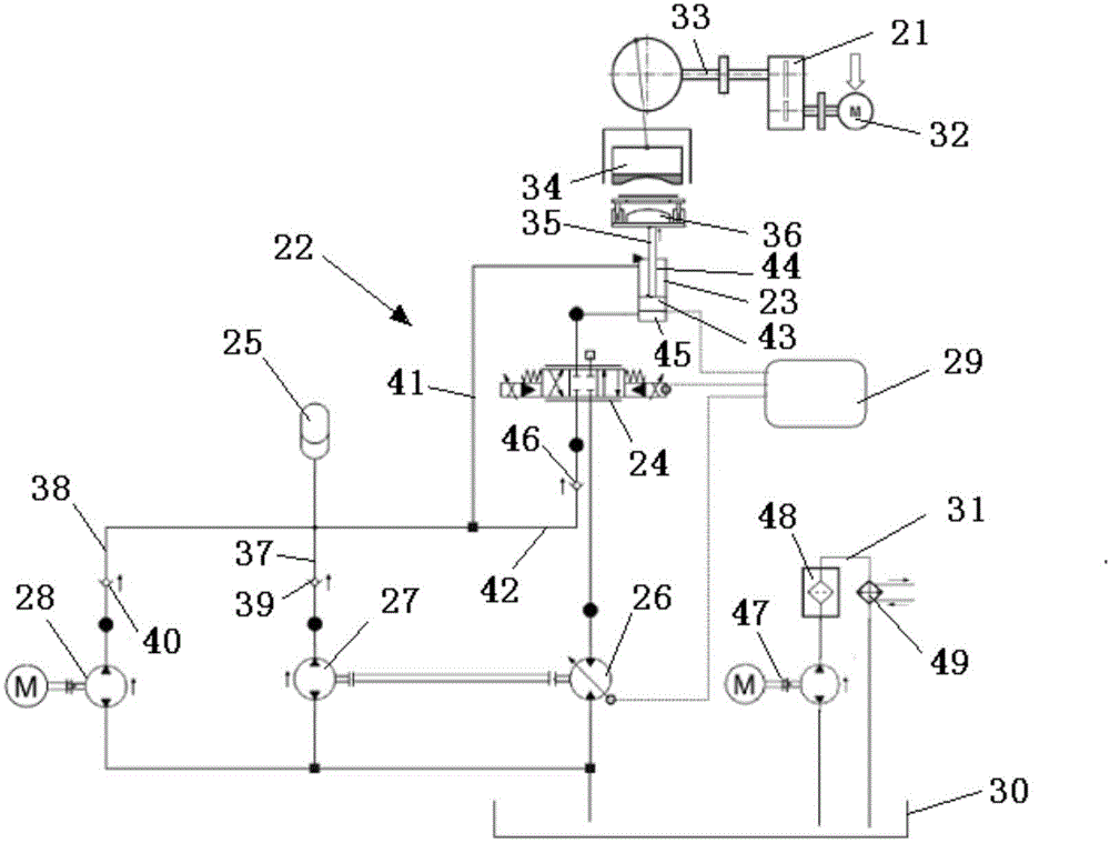 Hydraulic buffering system and equipment comprising hydraulic buffering system