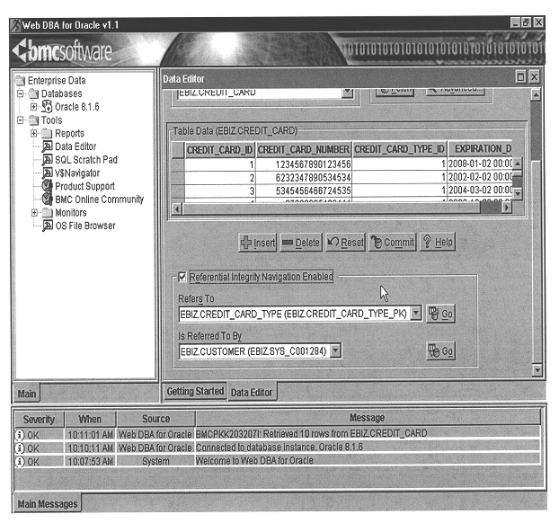 Referential integrity navigation in a database system