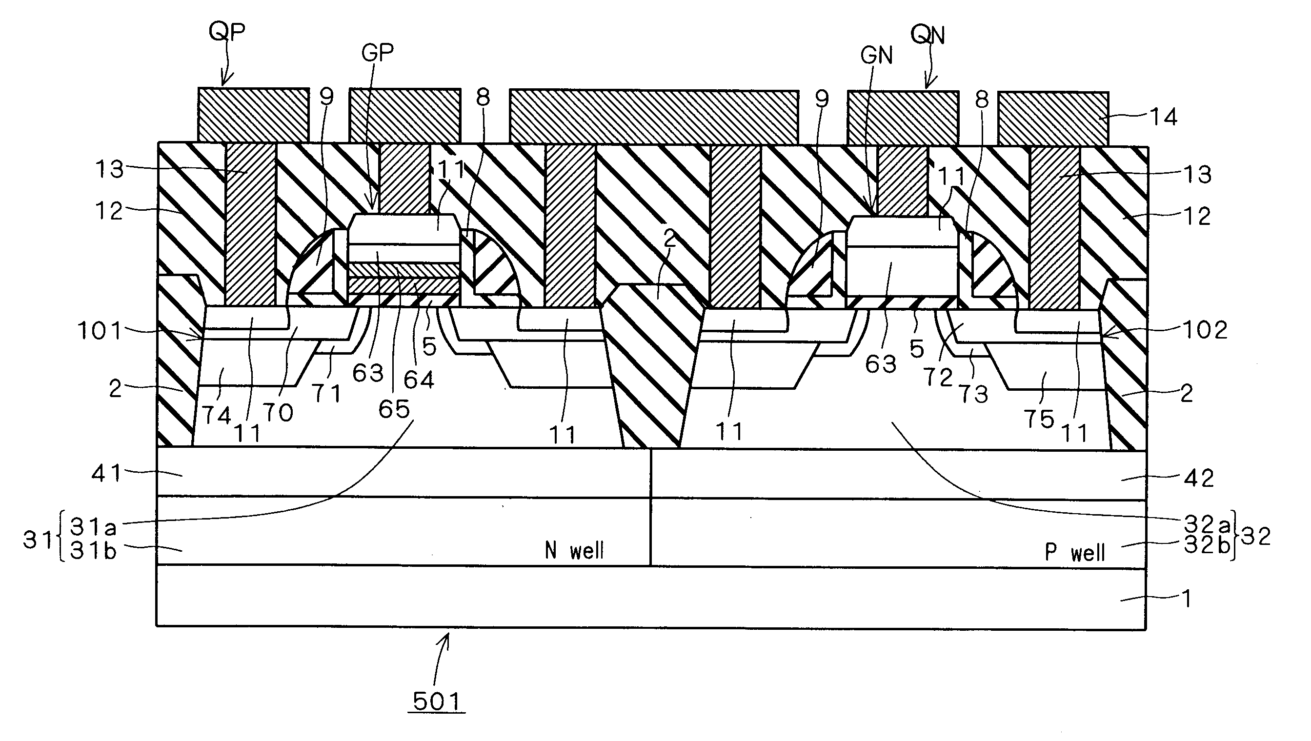 Semiconductor device which has mos structure and method of manufacturing the same