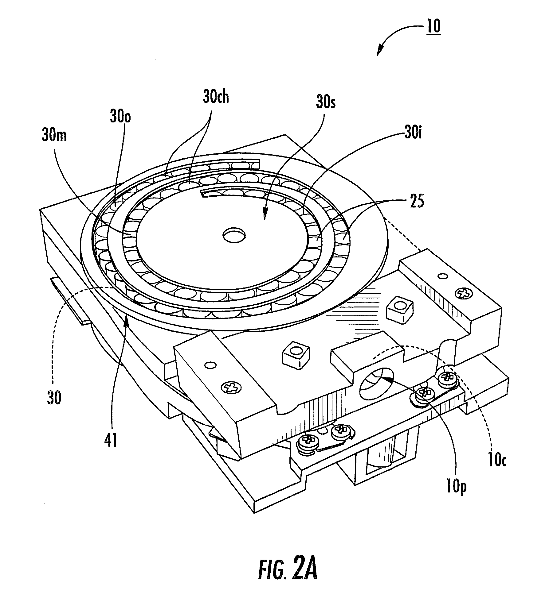 Dry powder inhalers having spiral travel paths, unit dose microcartridges with dry powder, related devices and methods