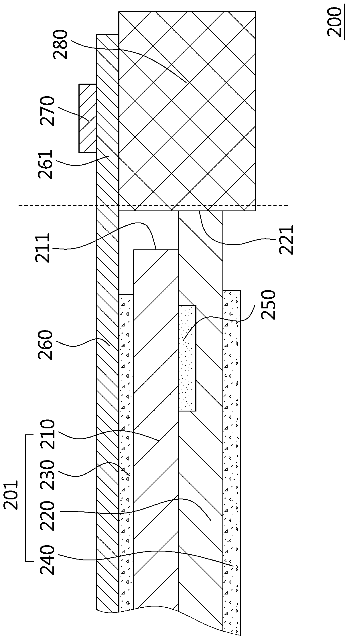 Packaging structure and packaging method used for display panel