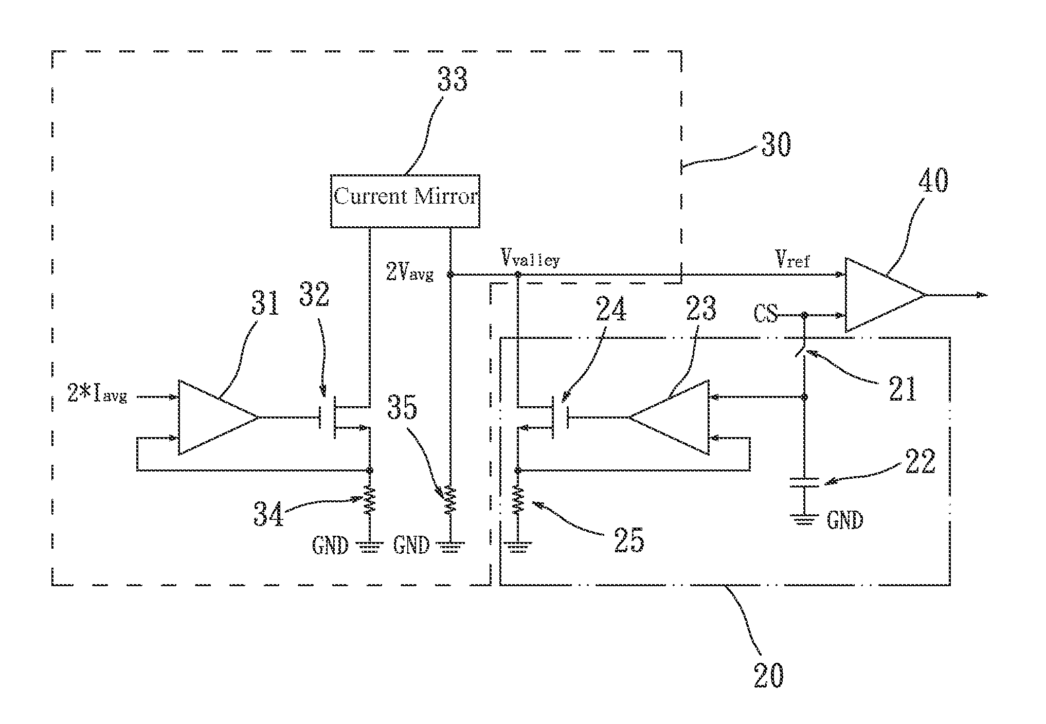 Average inductor current control using variable reference voltage