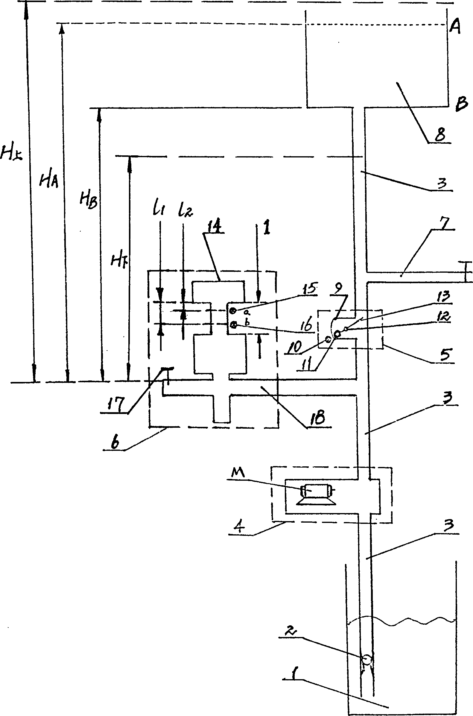 Automatic water tank level controller of energy-saving watersupply system