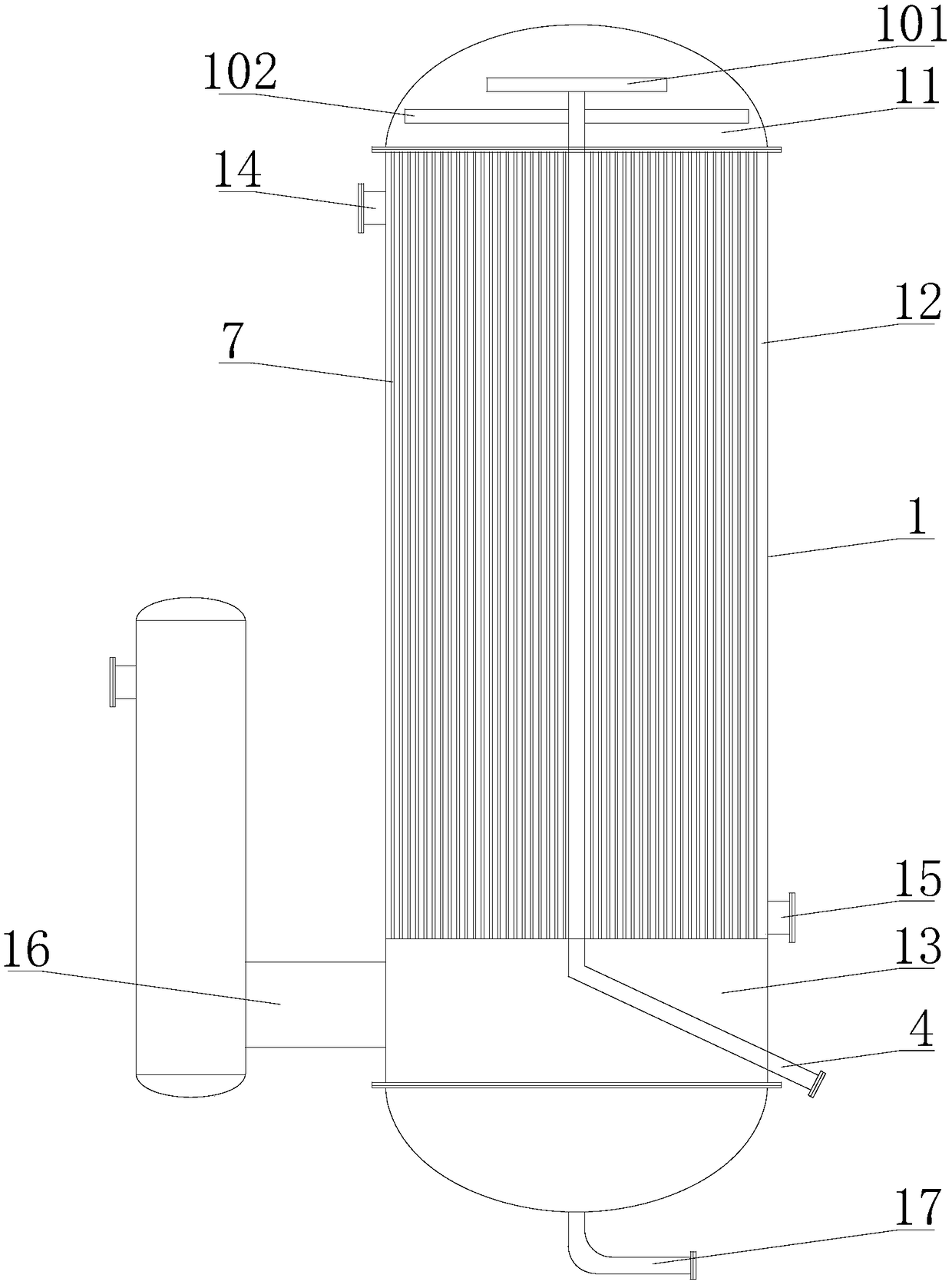Membrane tube type falling film evaporator